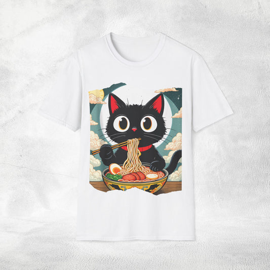 Unisex cat eats ramen / japanese restaurant