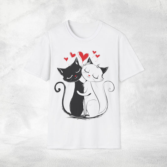 Unisex couples T-Shirt loving cats