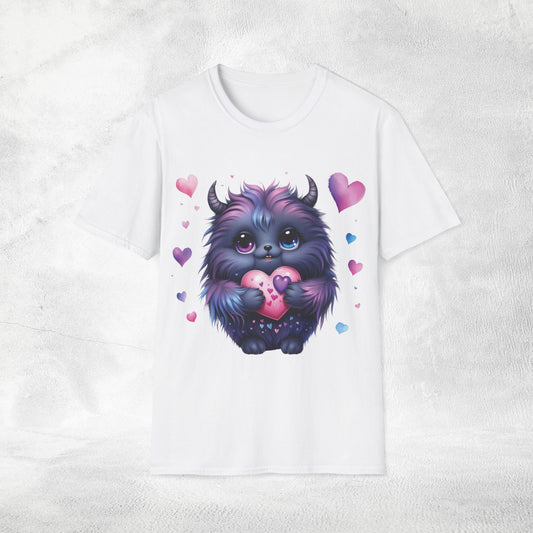 Unisex couples t-shirt valentine monster