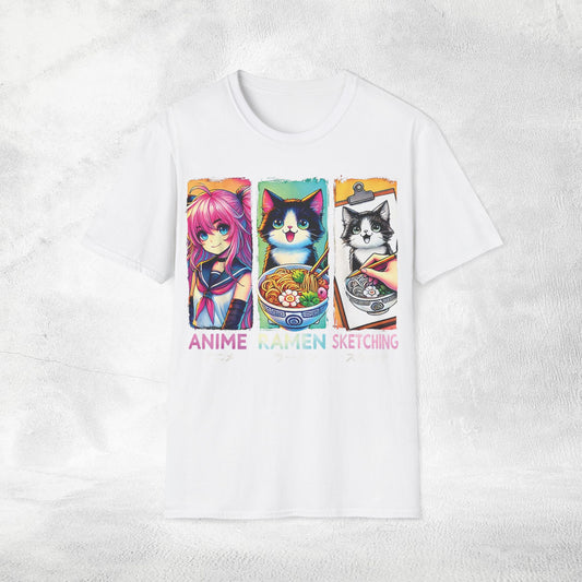 Unisex cat eats ramen / japanese restaurant