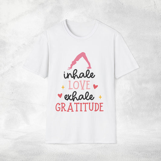 Women's yoga shirt inhale love exhale gratitude