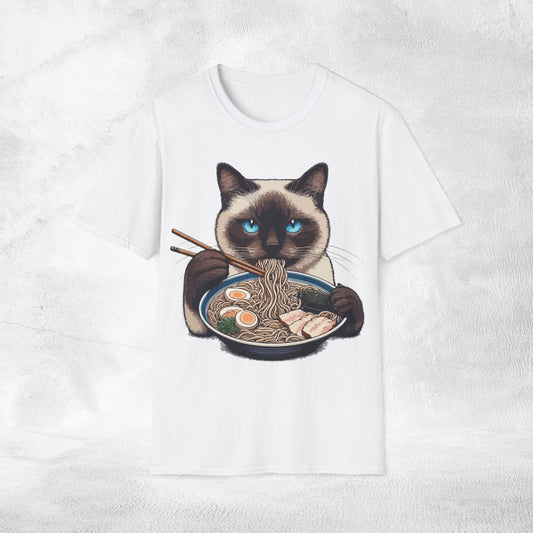 Unisex cat eats ramen / japanese restaurant