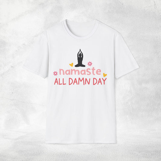 Women's yoga shirt monday namaste all damn day