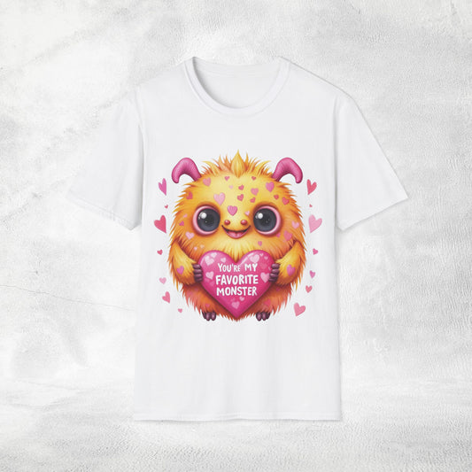 Unisex couples t-shirt valentine monster