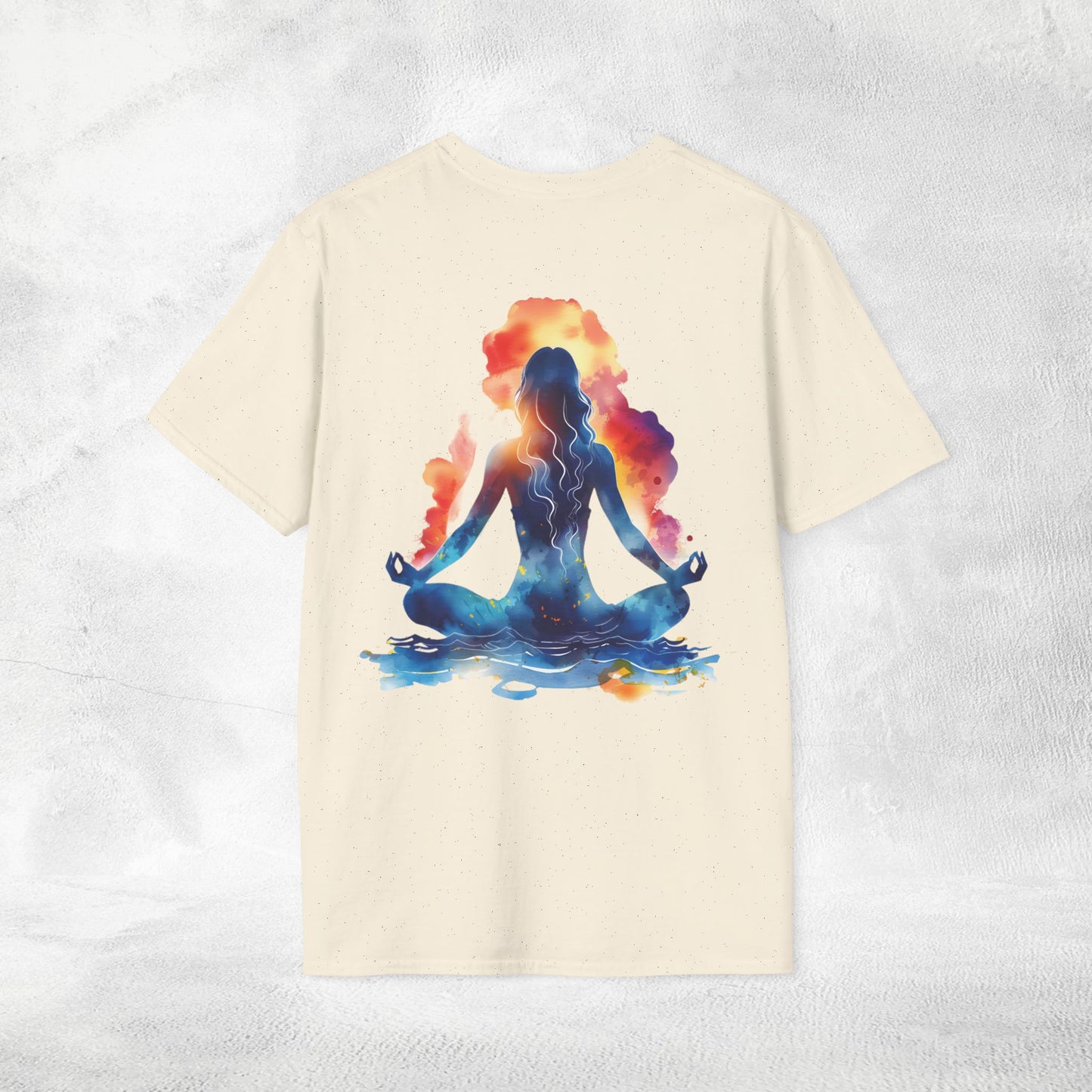Womens yoga shirt meditate pose backprint