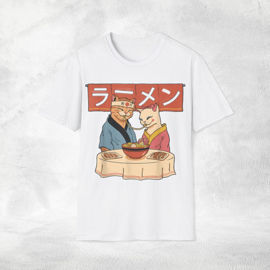 Unisex cat eats ramen / japanese restaurant