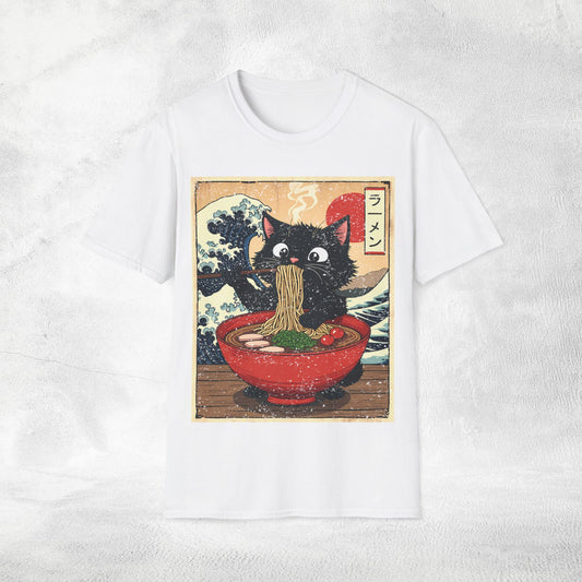Unisex cat eats ramen / japanese restaurant