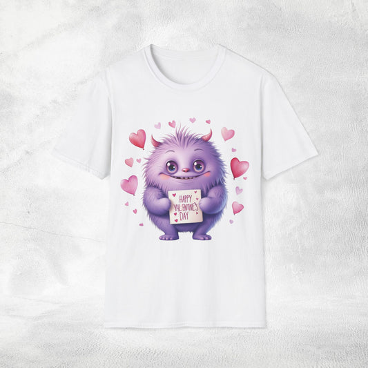 Unisex couples t-shirt valentine monster