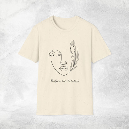 Women's Slogan T-shirt progress, not perfection