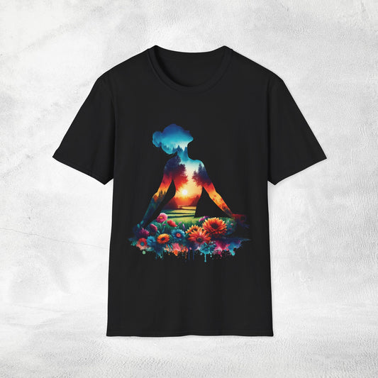 Womens yoga shirt meditate pose