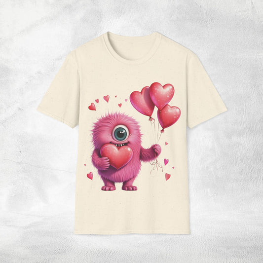 Unisex couples t-shirt valentine monster