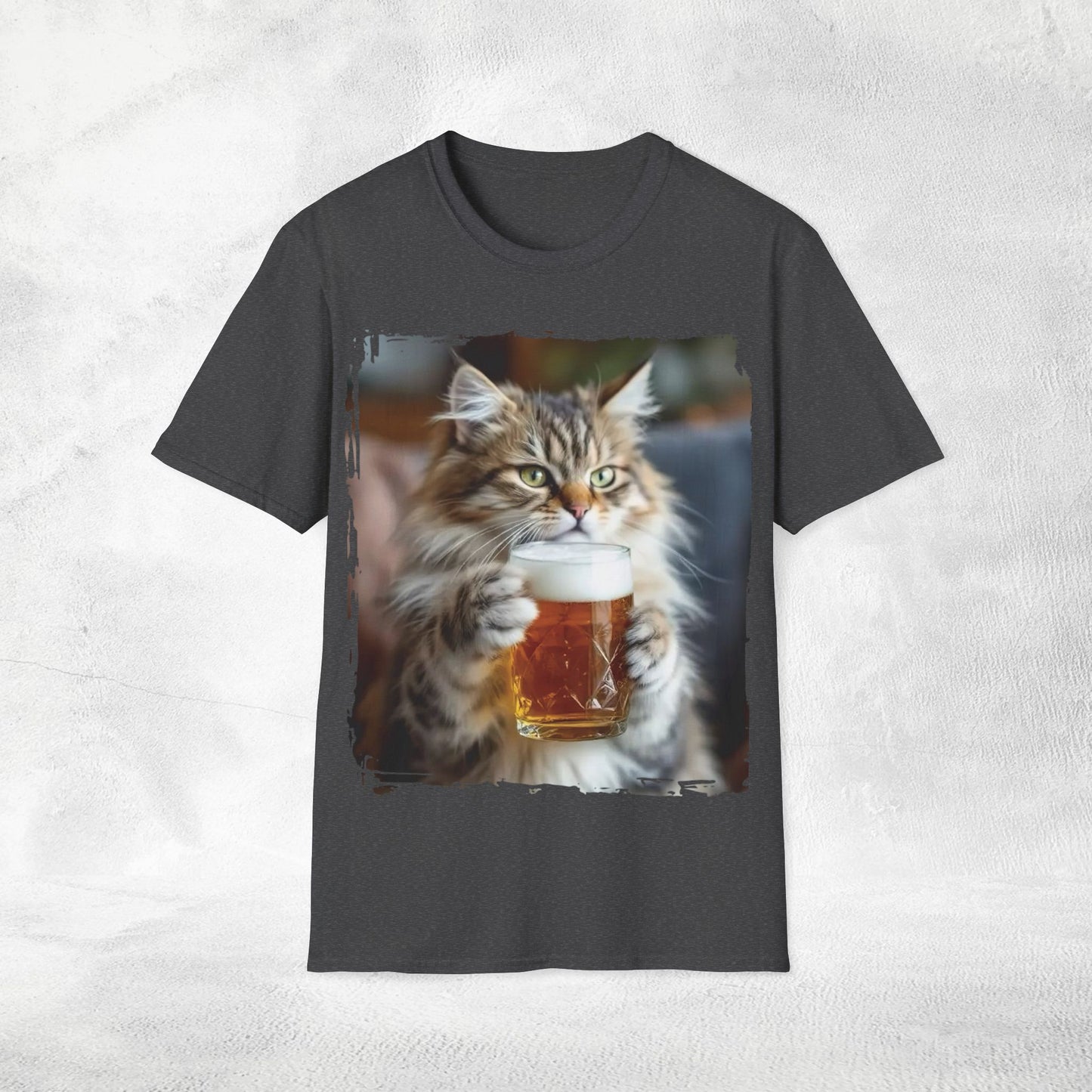 Unisex funny shirt beer drinking cat