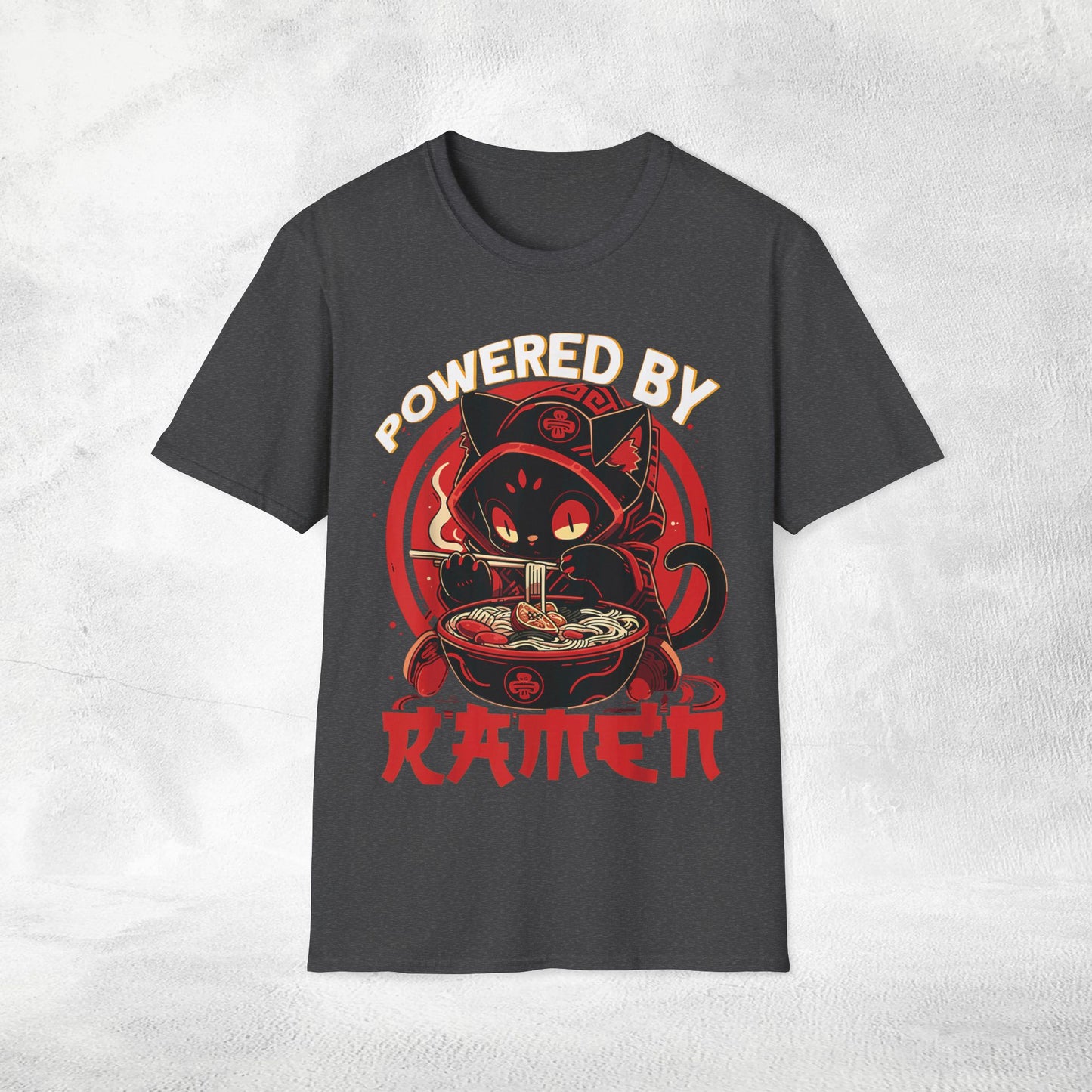 Unisex cat eats ramen / japanese restaurant