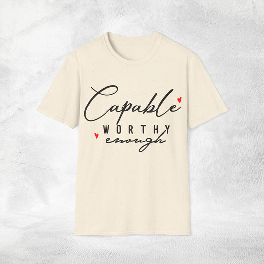 Womens Slogan T-shirt capable worthy enough