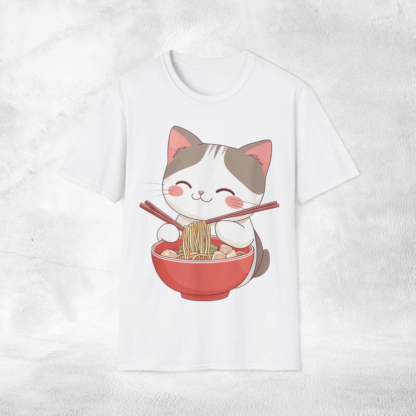 Unisex cat eats ramen / japanese restaurant