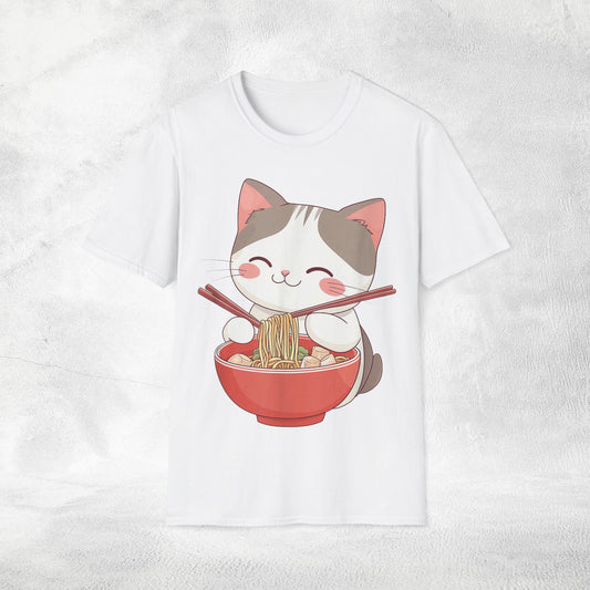 Unisex cat eats ramen / japanese restaurant