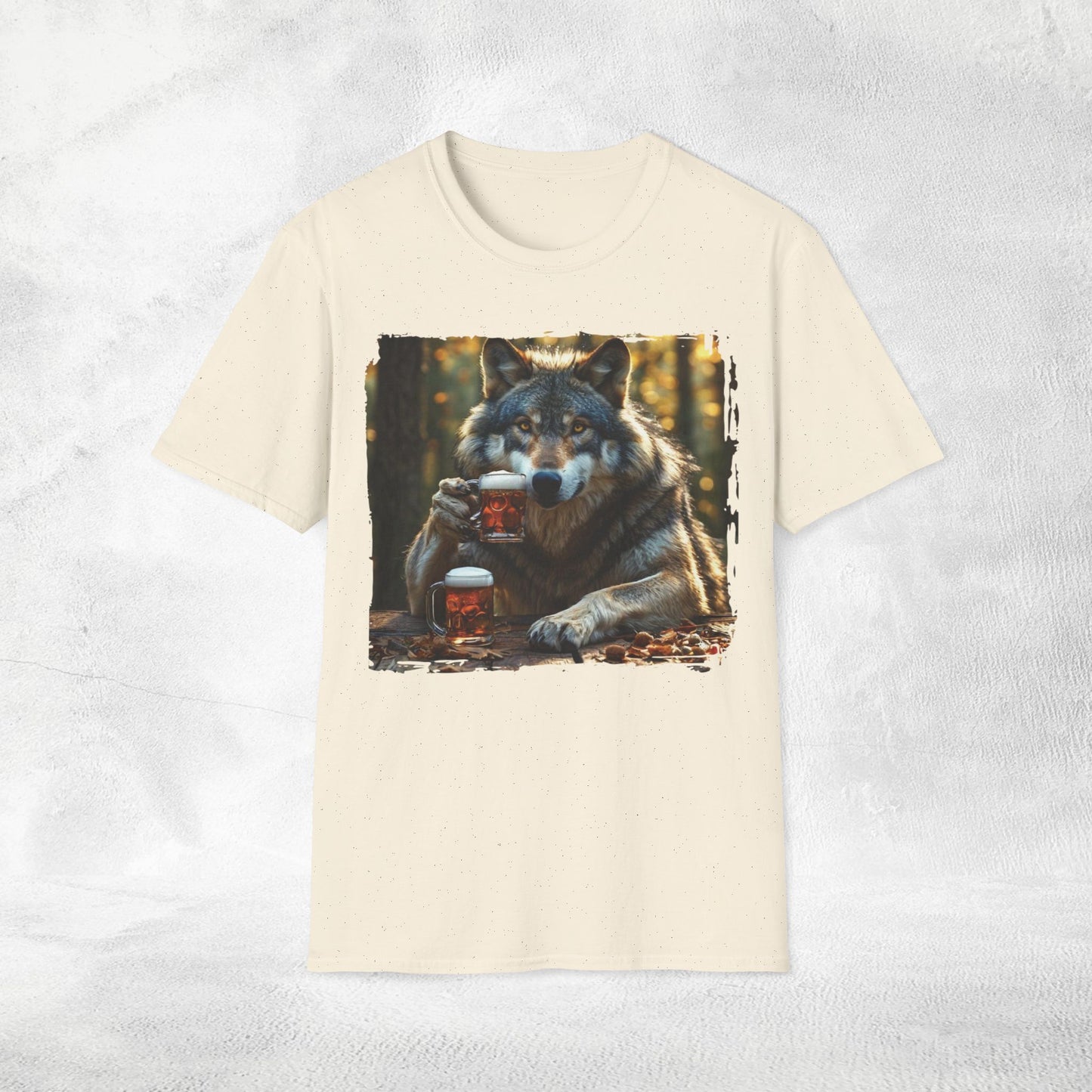 Unisex funny shirt beer drinking wolf