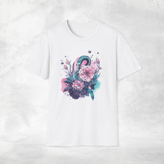 Unisex Gothic Shirt Pastel Flower Snake