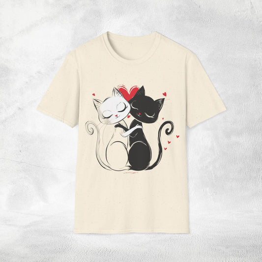 Unisex couples T-Shirt loving cats