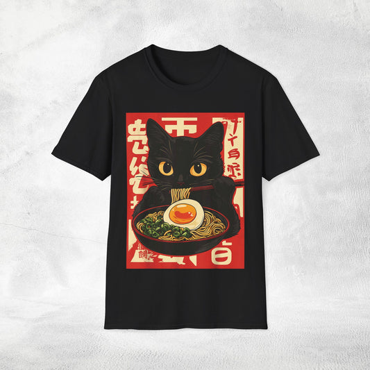 Unisex cat eats ramen / japanese restaurant