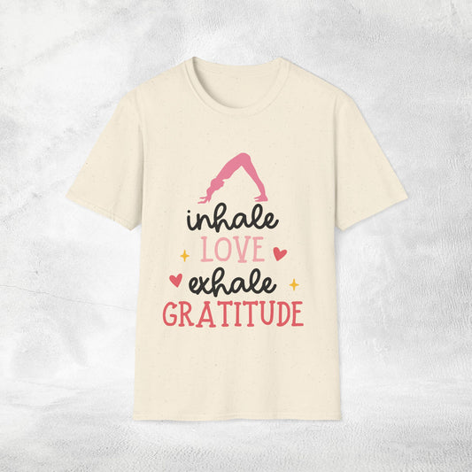 Women's yoga shirt inhale love exhale gratitude