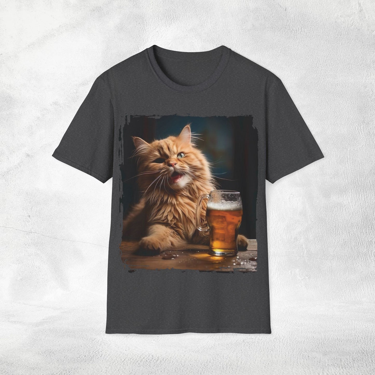 Unisex funny shirt beer drinking cat