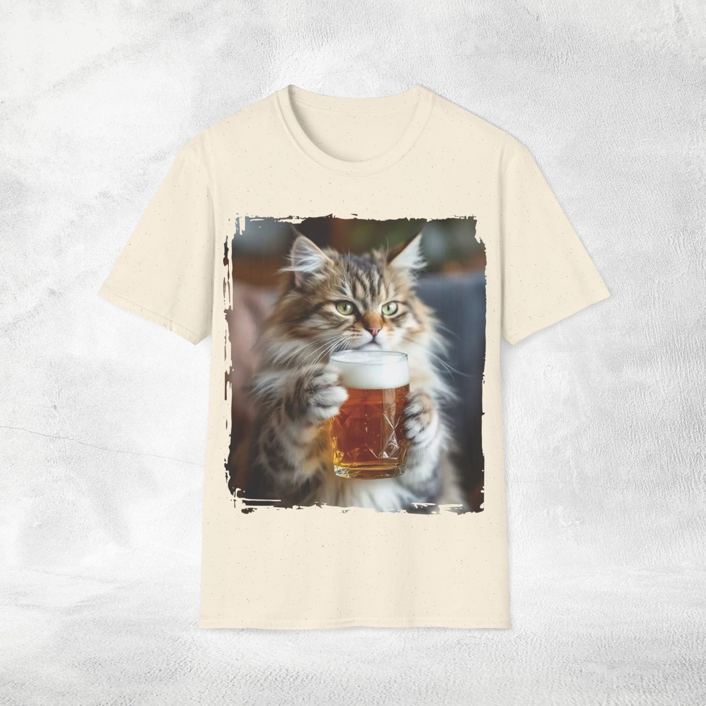 Unisex funny shirt beer drinking cat