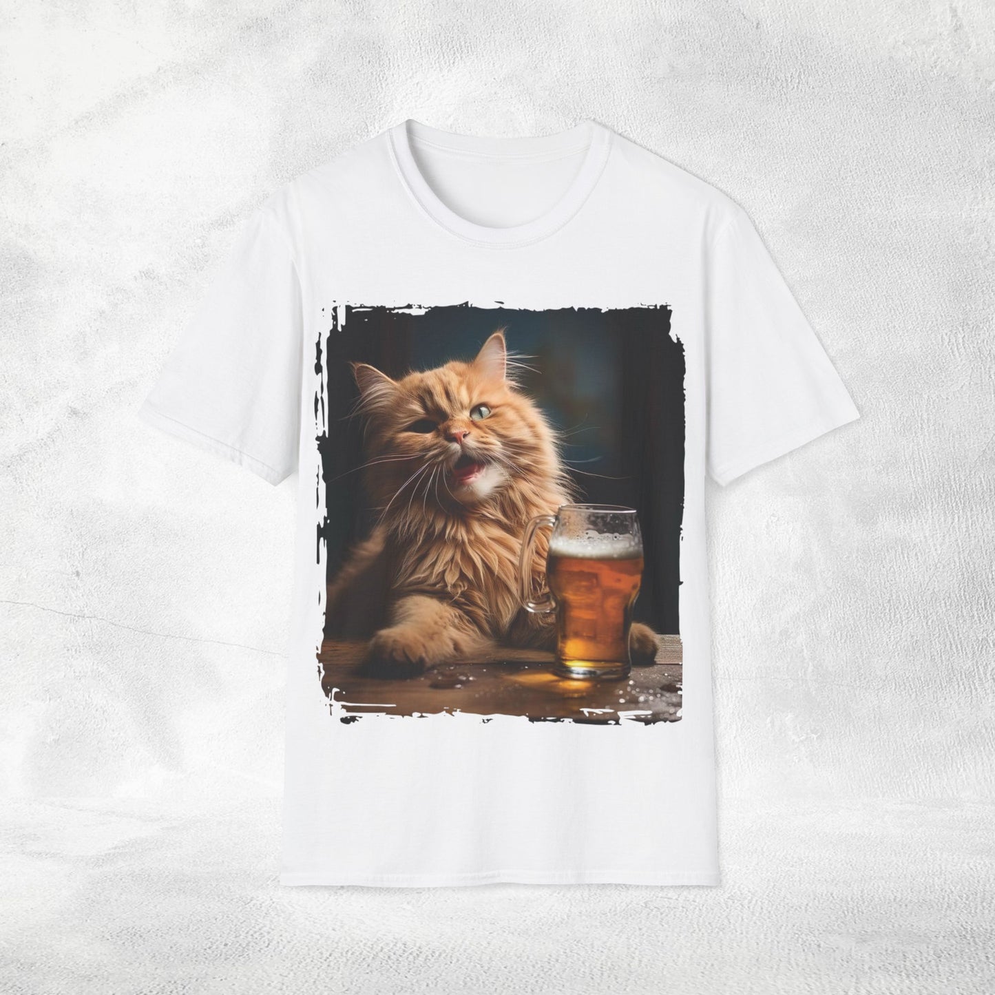 Unisex funny shirt beer drinking cat