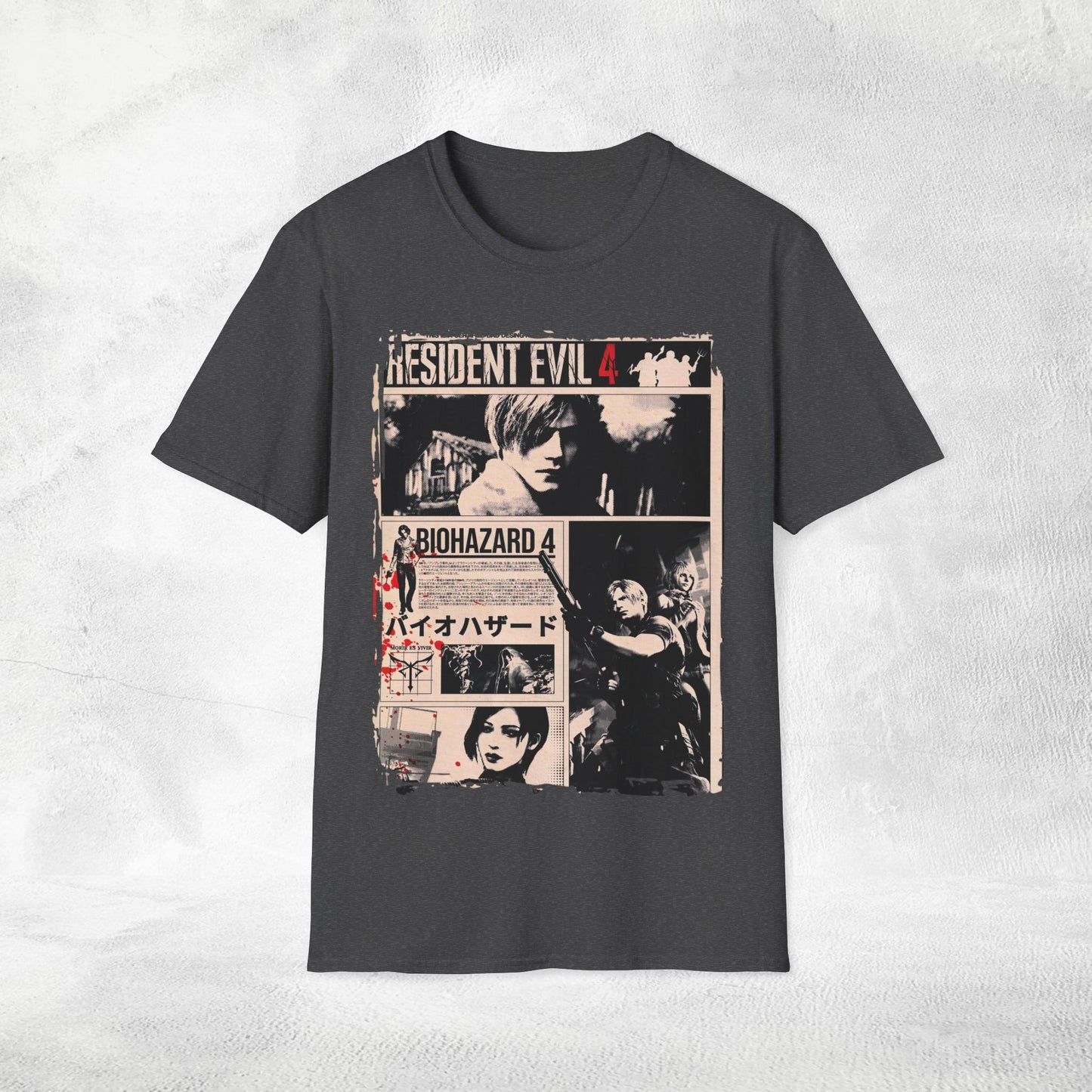 Unisex gaming shirt Resident Evil 4 Vintage Newspaper Art