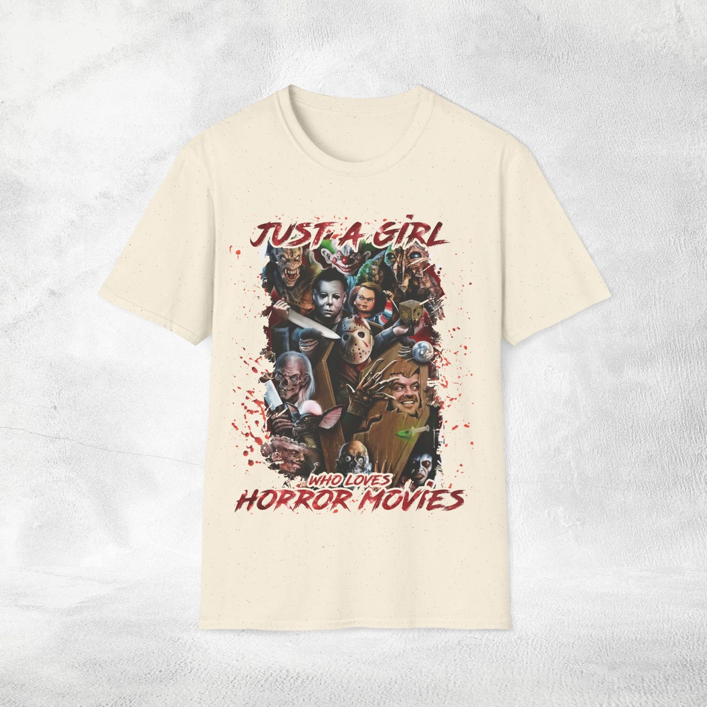 Women  movie shirt just a girl who loves horror movies