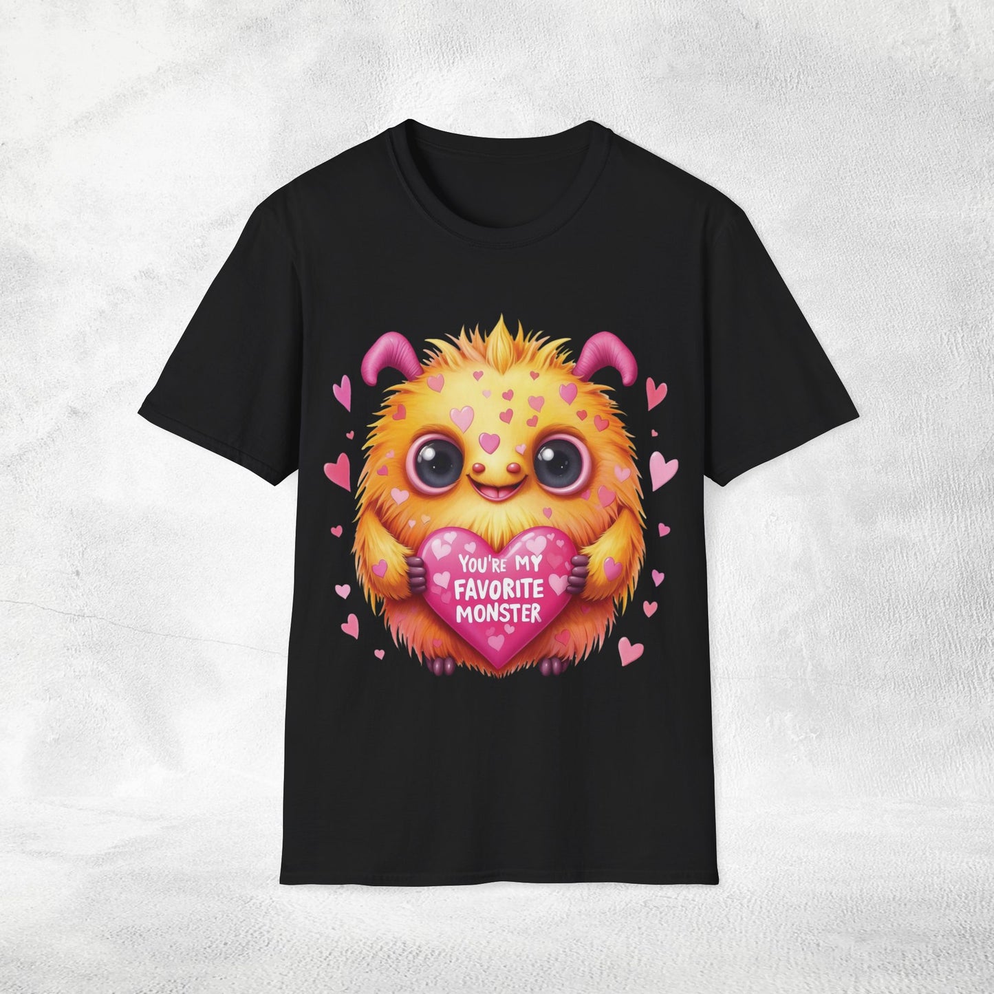 Unisex couples t-shirt valentine monster
