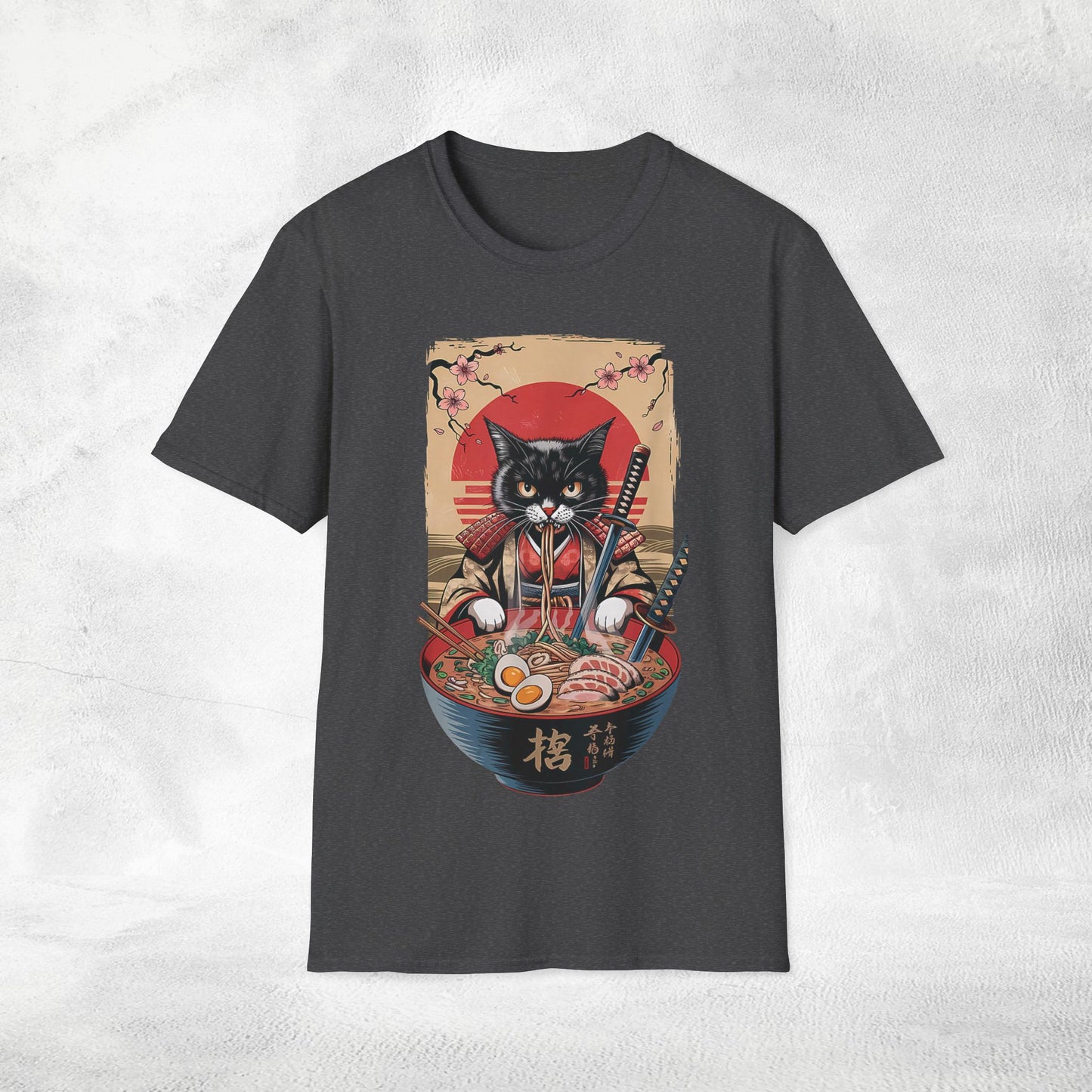 Unisex cat eats ramen / japanese restaurant