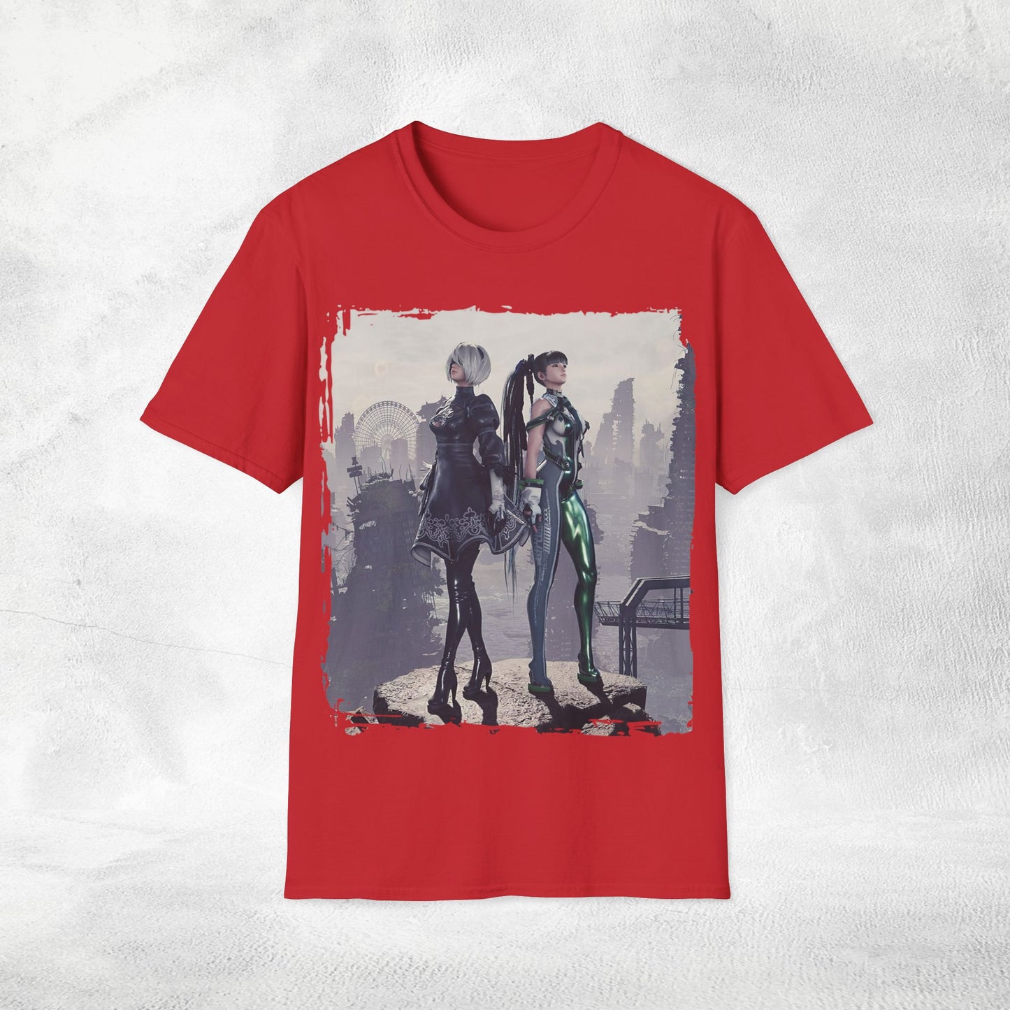 Unisex Gaming shirt Stellar Blade Eve and 2B Nier Crossover