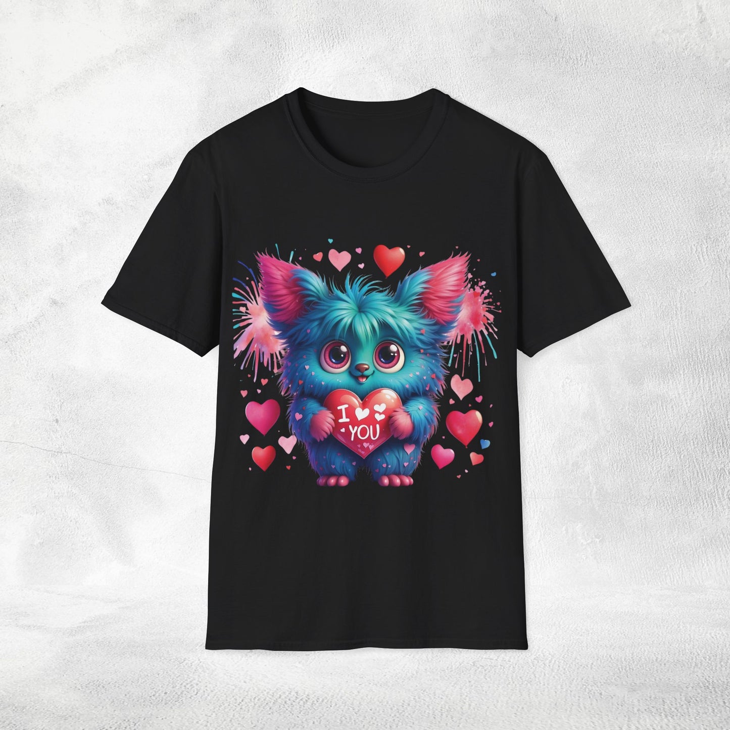Unisex couples t-shirt valentine monster
