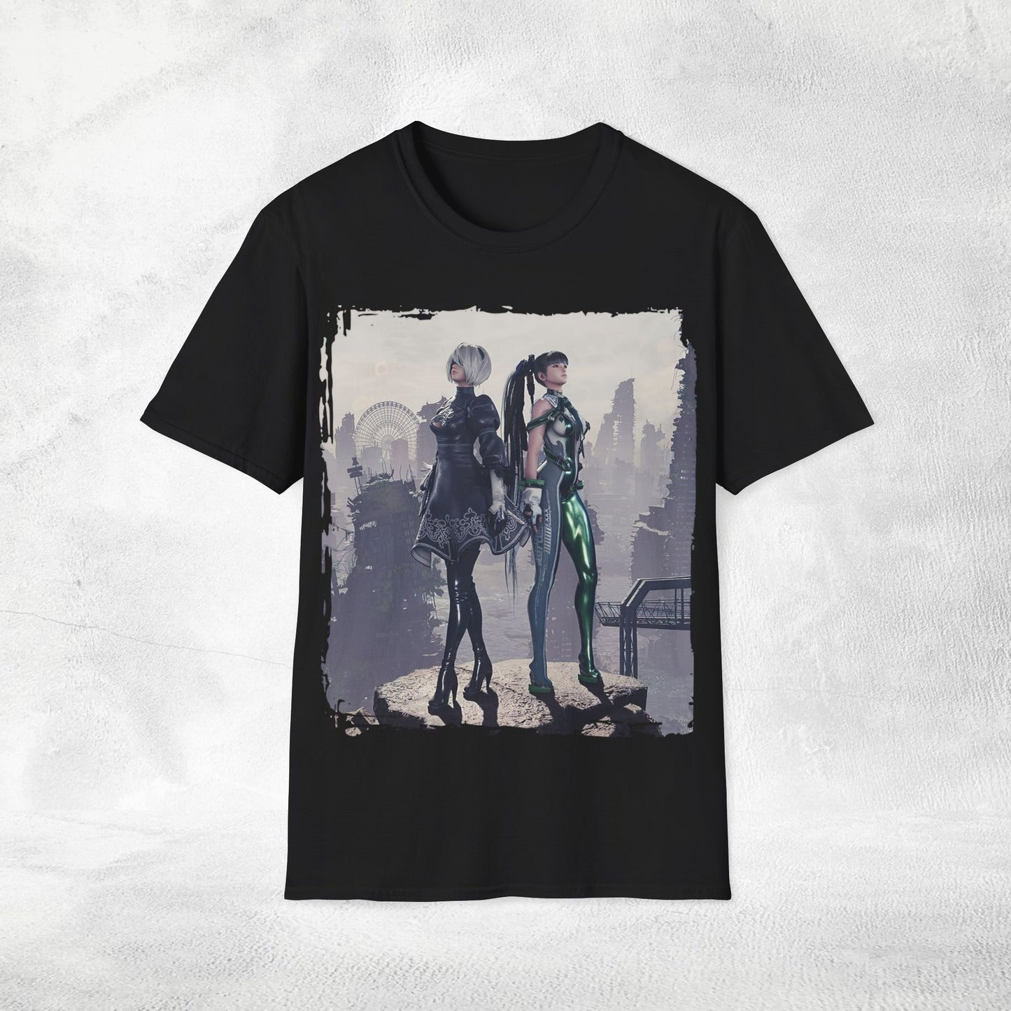 Unisex Gaming shirt Stellar Blade Eve and 2B Nier Crossover