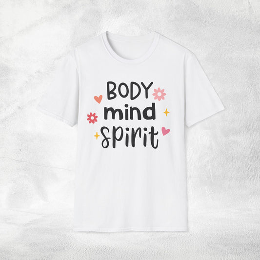 Women's yoga shirt body mind spirit