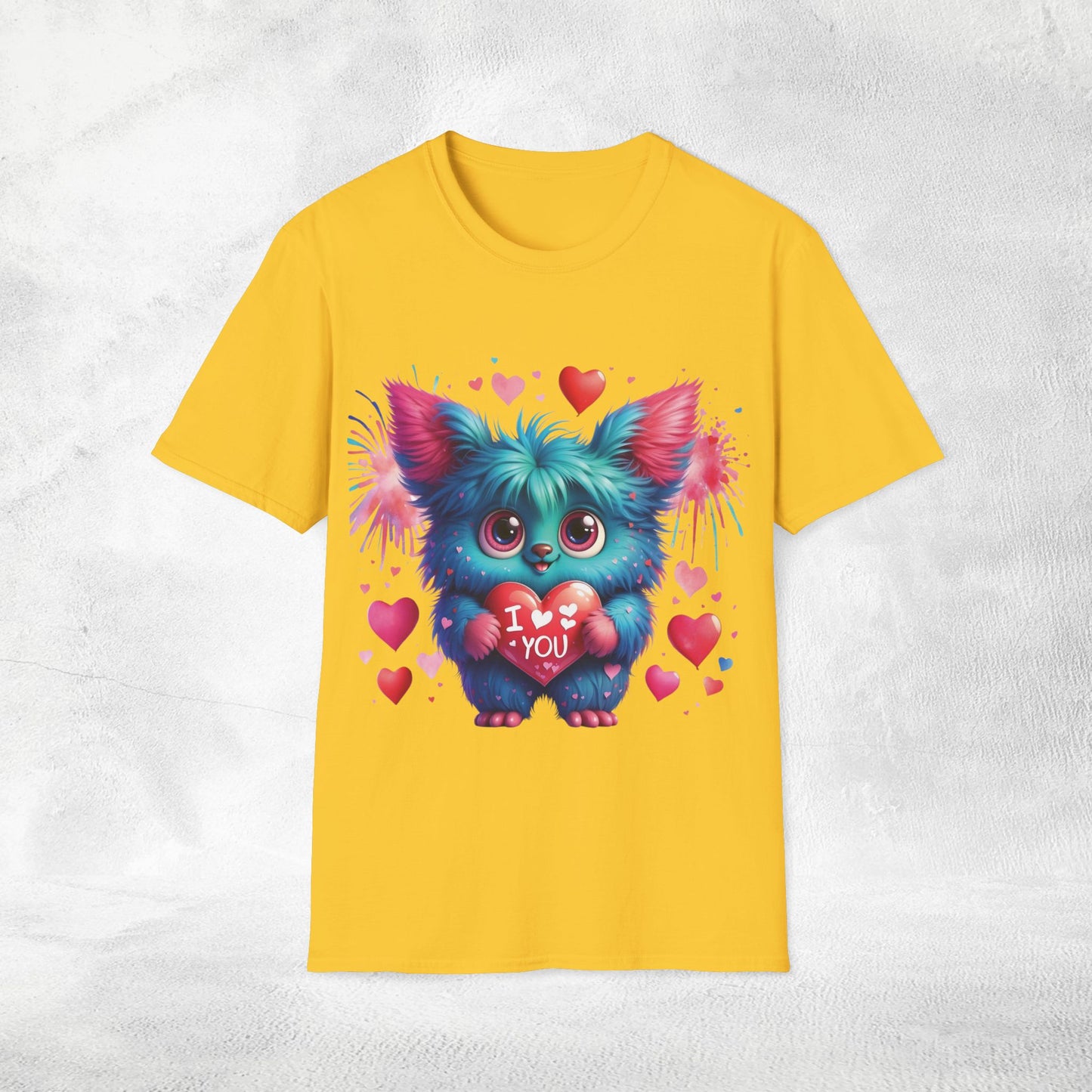 Unisex couples t-shirt valentine monster