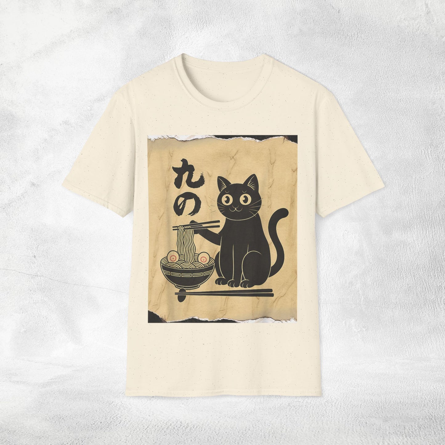 Unisex cat eats ramen / japanese restaurant