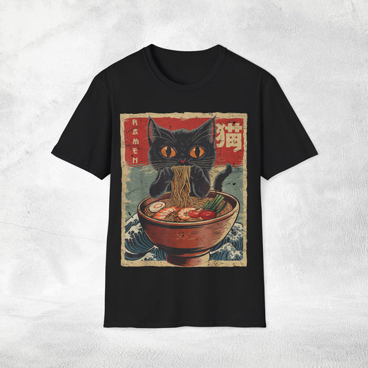 Unisex cat eats ramen / japanese restaurant