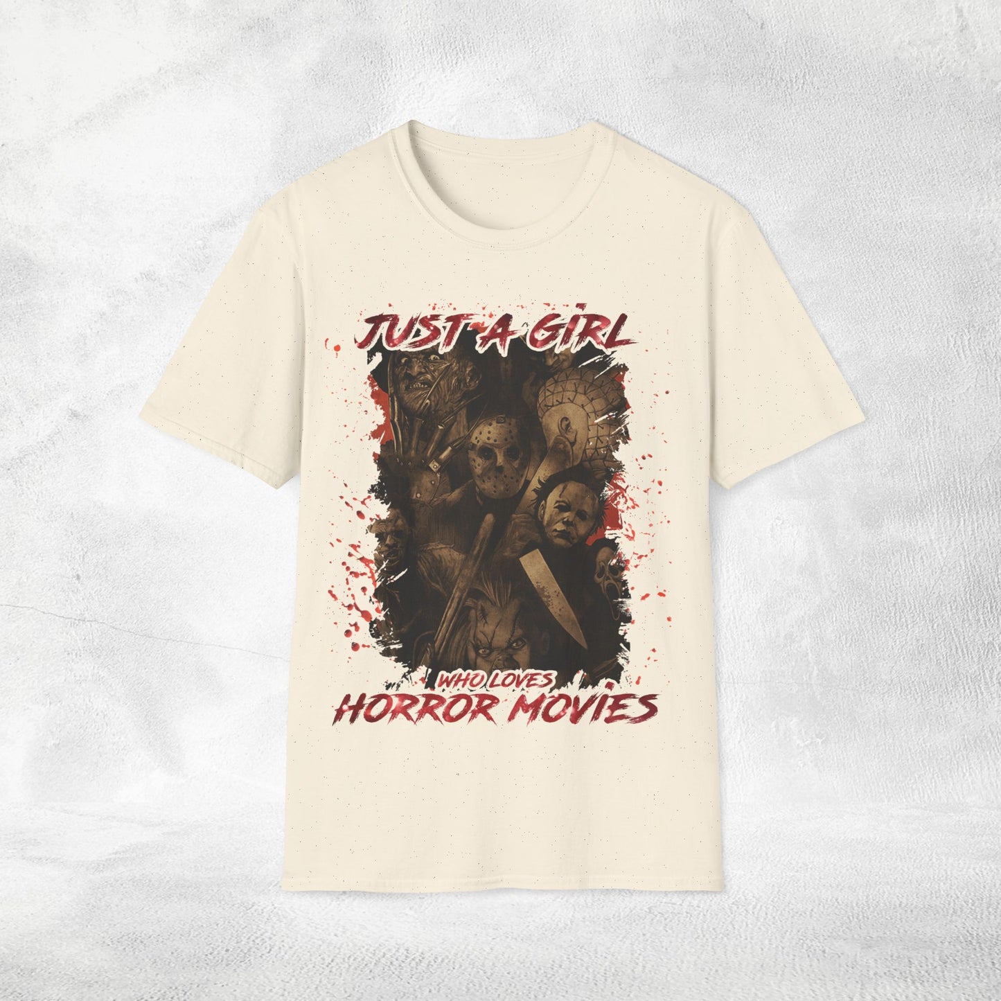 Women movie shirt just a girl who loves horror movies