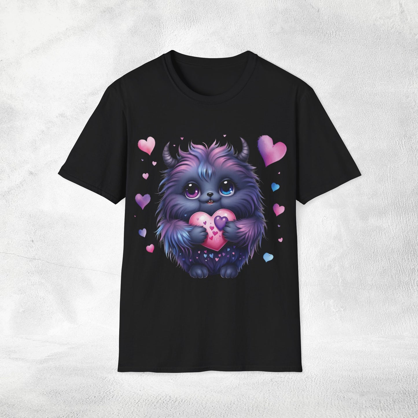 Unisex couples t-shirt valentine monster