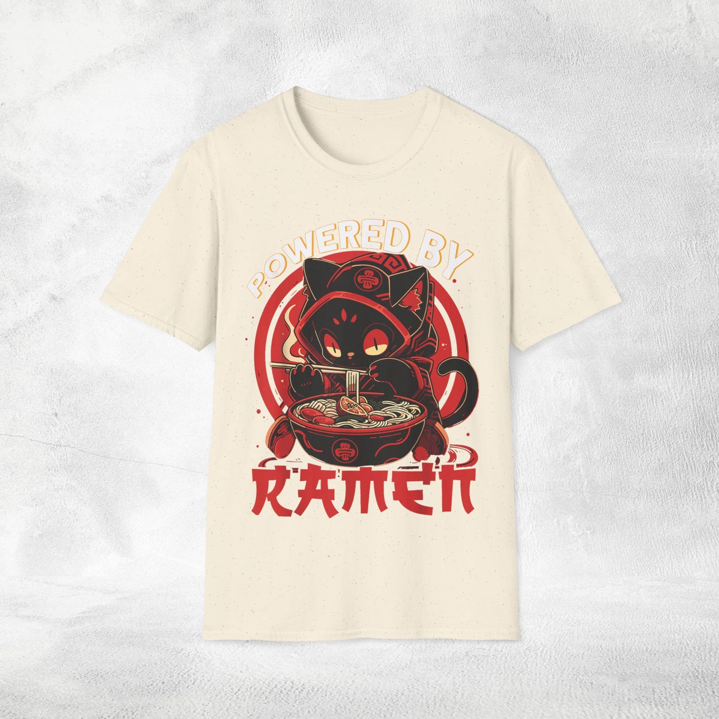 Unisex cat eats ramen / japanese restaurant