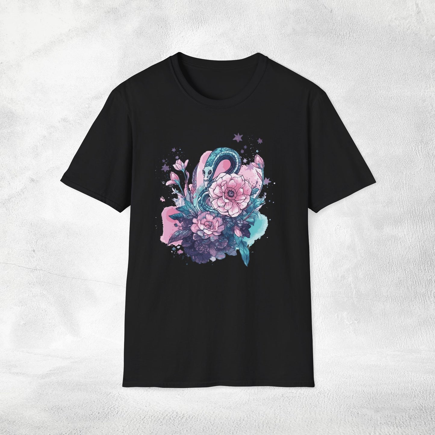 Unisex Gothic Shirt Pastel Flower Snake