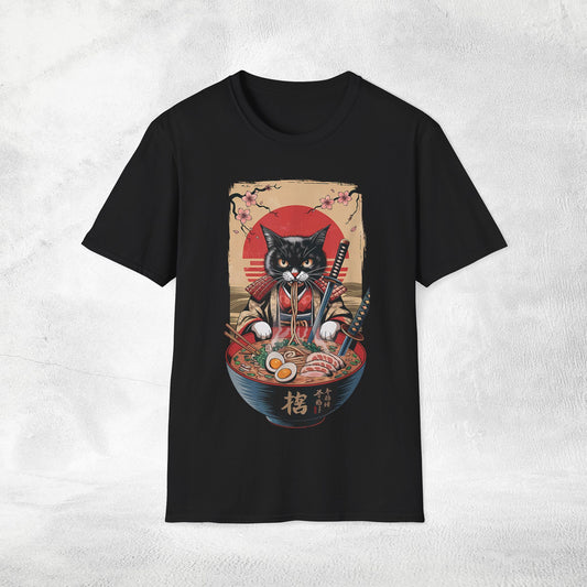 Unisex cat eats ramen / japanese restaurant