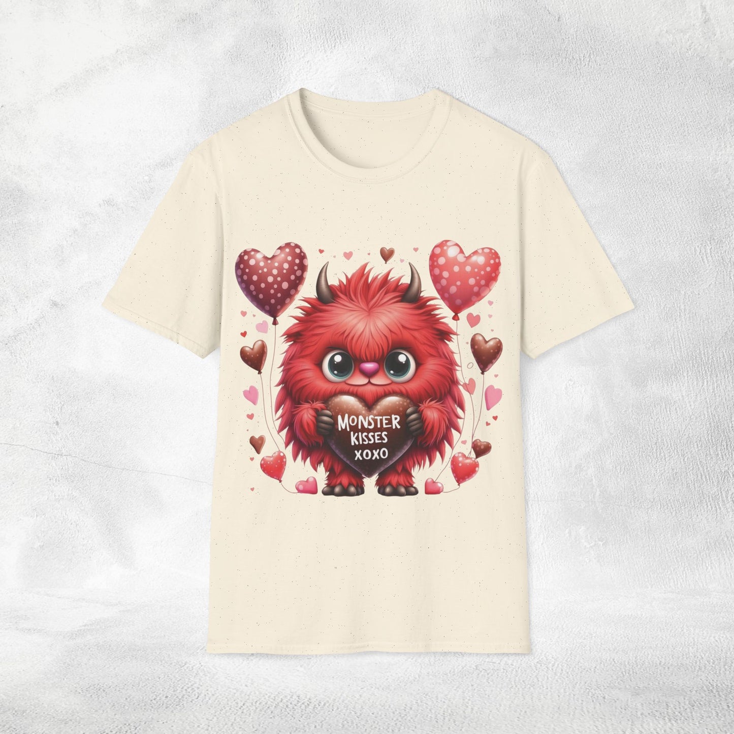 Unisex couples t-shirt valentine monster