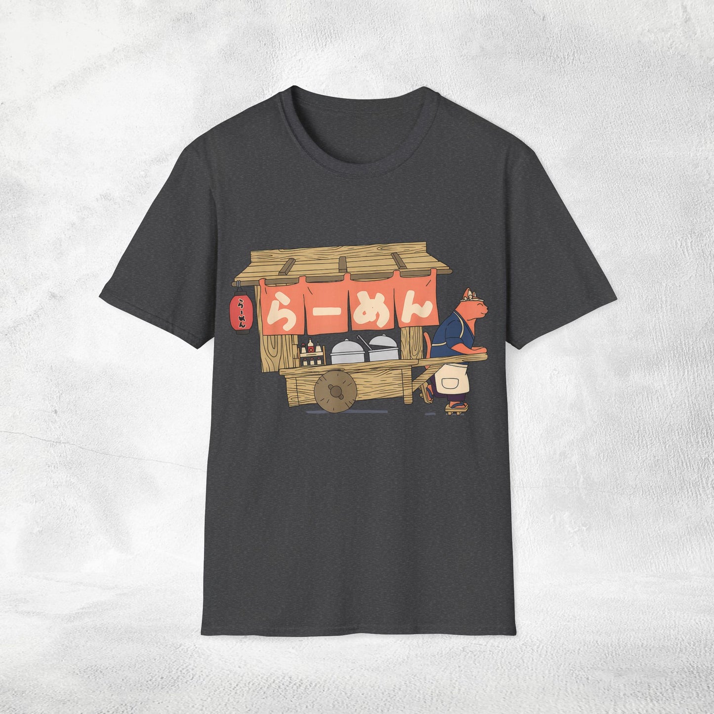 Unisex cat eats ramen / japanese restaurant