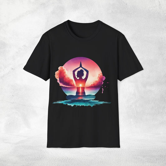 Womens yoga shirt meditate pose