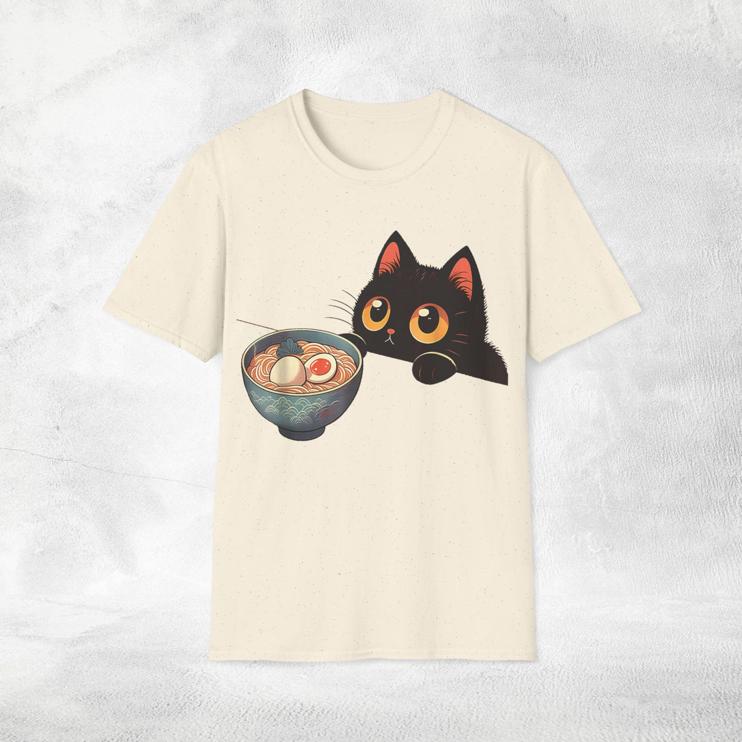 Unisex cat eats ramen / japanese restaurant