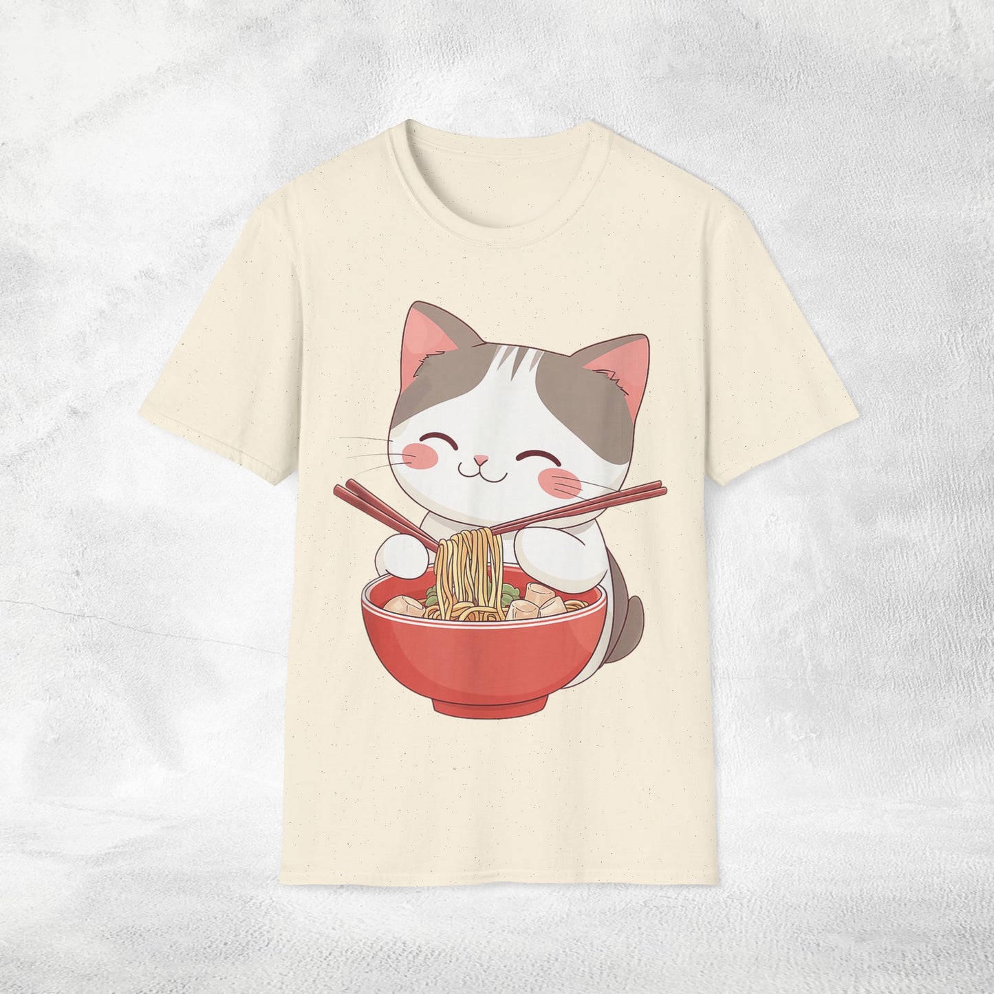 Unisex cat eats ramen / japanese restaurant
