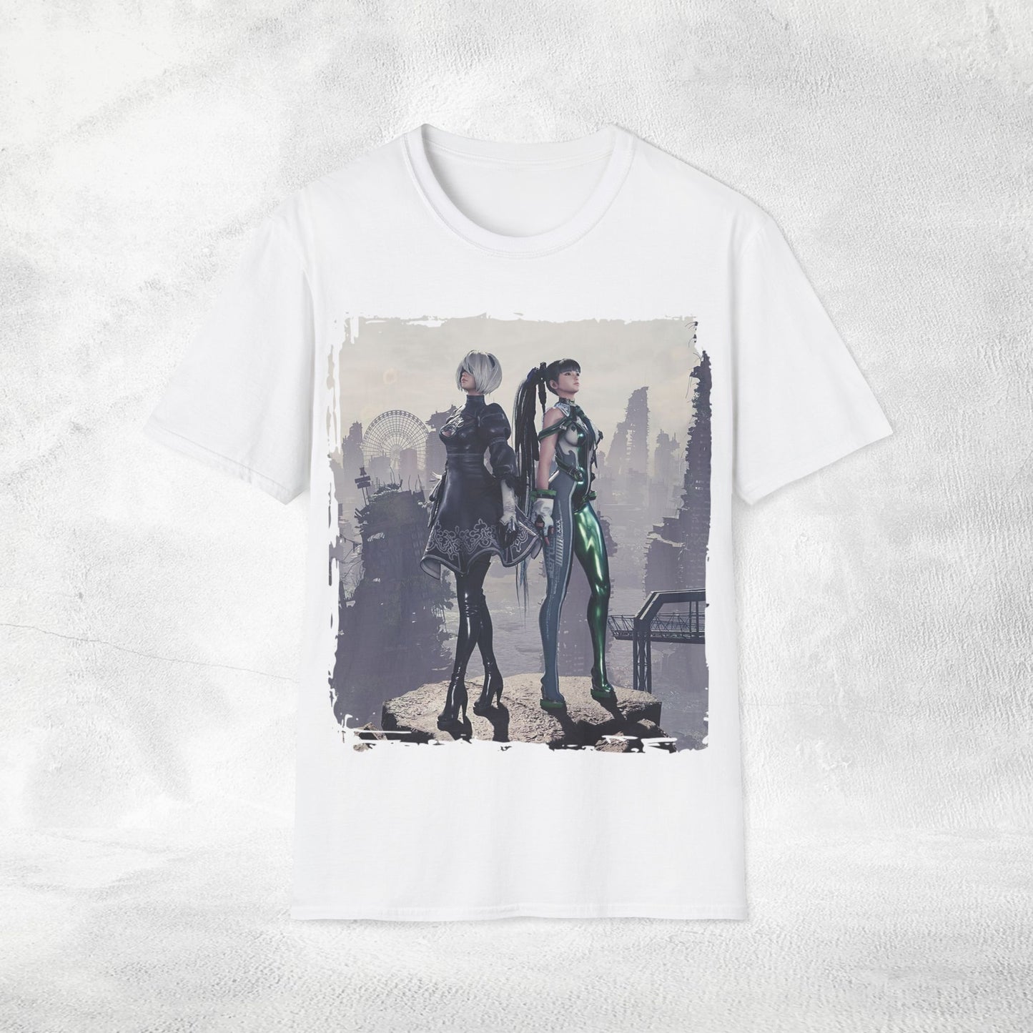 Unisex Gaming shirt Stellar Blade Eve and 2B Nier Crossover